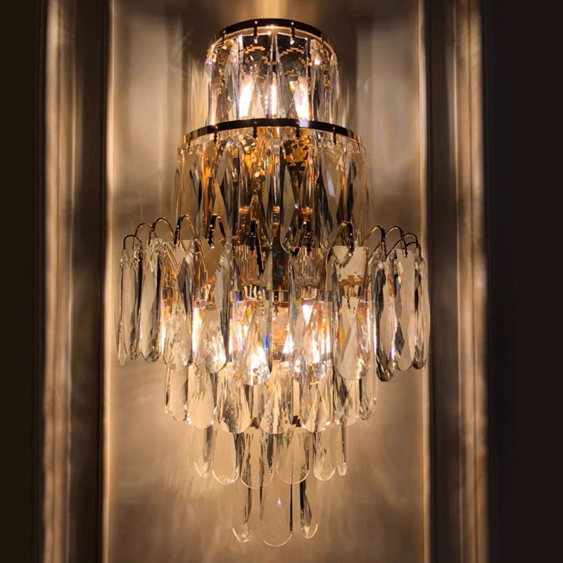 Coslada | Gold/chrome crystal wall sconce, Cool Light