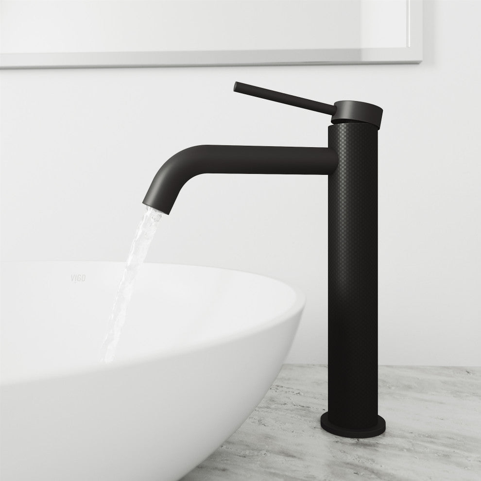 VIGO Lexington 10" H Single Handle Single Hole Bathroom Vessel Faucet, Matte Black