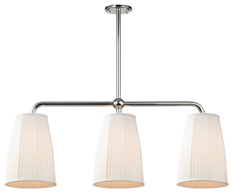 Malden, 3 Light, Island, Polished Nickel Finish, White Fabric