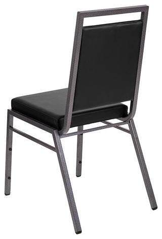 HERCULES Series Square Back Stacking Banquet Chair with Silvervein Frame, Black