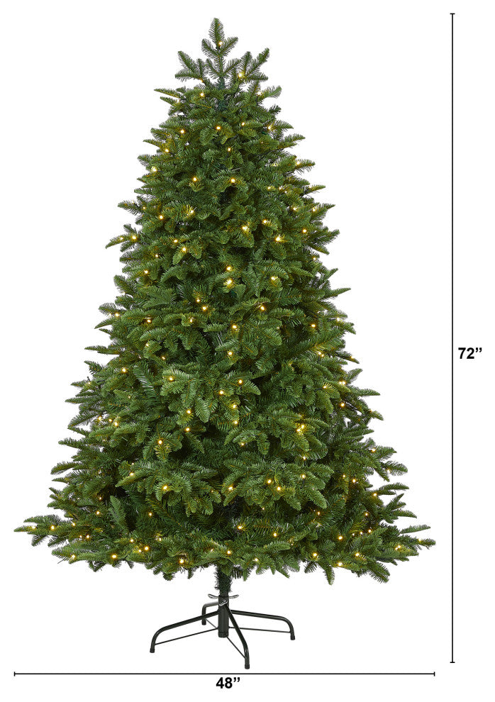 6' Wyoming Fir Faux Xmas Tree With 350 Clear Lights and 844 Bendable Branches