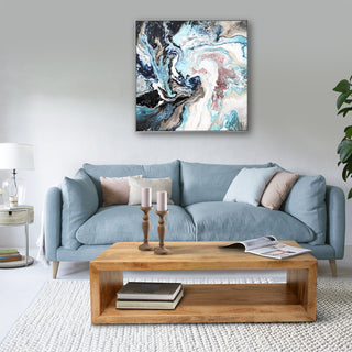 Keli 58" Mango Wood Coffee Table Open Cube 1 Shelf Natural Brown