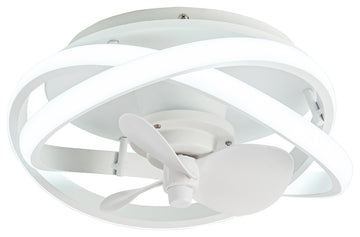 12.5-inch Modern White Small LED Flush Mount Ceiling Fan