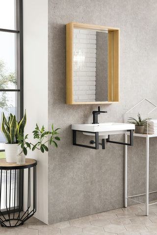 Two Boston 15 1/4" Wall Brackets, Matte Black, 20" White Glossy Composite Top