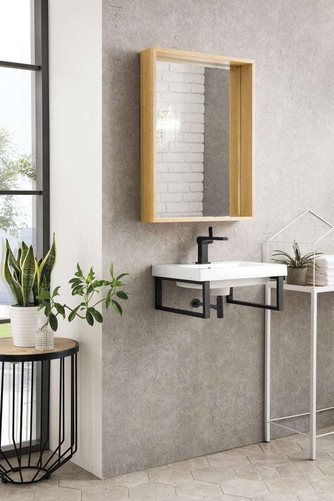 Two Boston 15 1/4" Wall Brackets, Matte Black, 20" White Glossy Composite Top