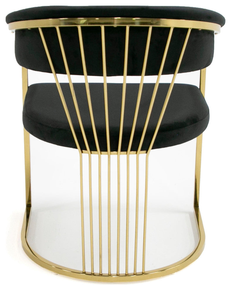 Modrest Linda, Modern Black Velvet and Gold Dining Chair