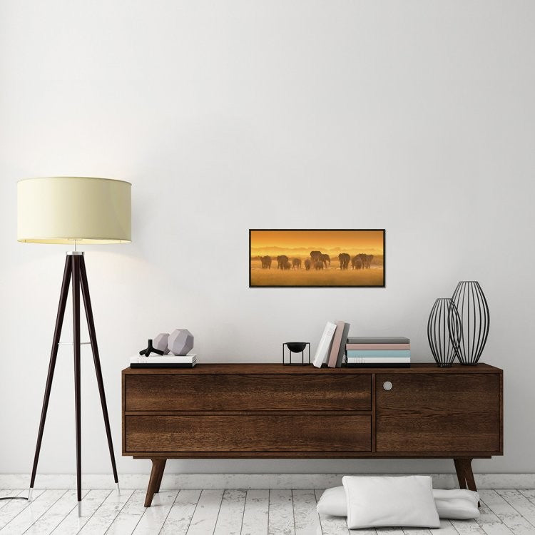 "Golden Light" Framed Canvas Giclee by David Hua, 31x13"