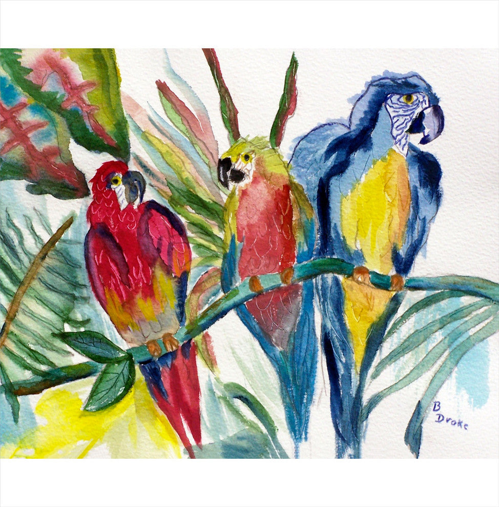 Betsy Drake Parrot Family Outdoor Wall Hanging 24x30