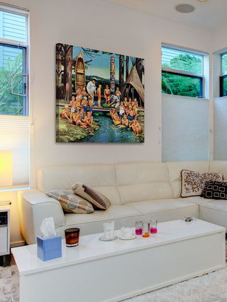 "Watermelon at Camp" Painting Print on Canvas by Stevan Dohanos