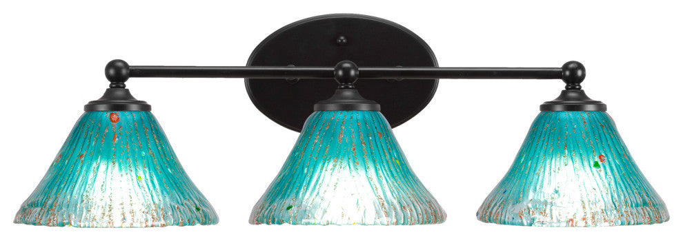 Capri 3-Light Bath Bar, Matte Black/Teal Crystal
