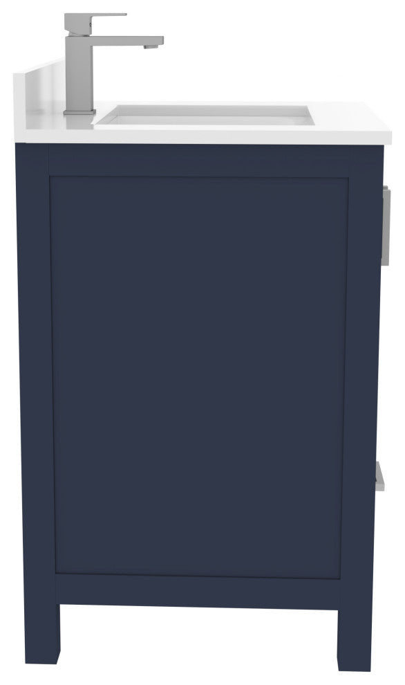 Rooh Bathroom Vanity, Navy Blue, 24", Vanity, Countertop, Sink