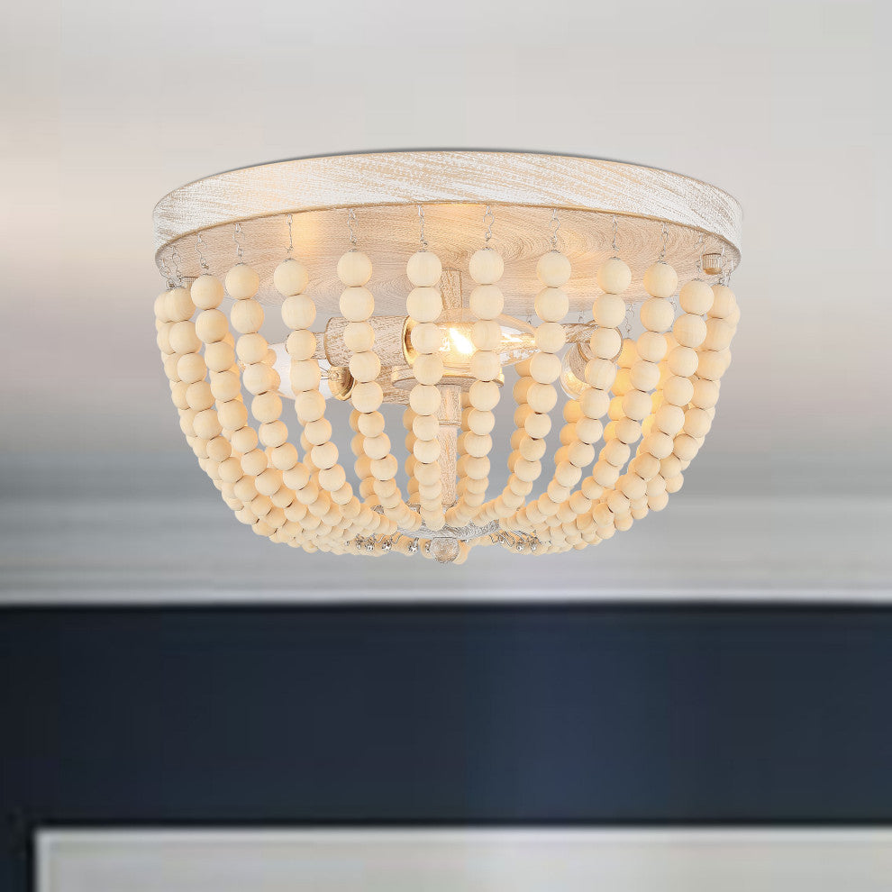 3 Light 12.6'' Unique/Statement Bowl Flush Mount, White/Gold