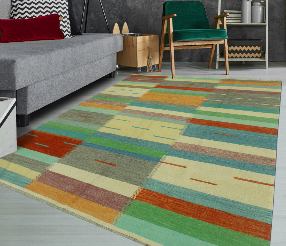 Winchester Kilim Nilofer Blue/Red Rug, 6'8x9'9