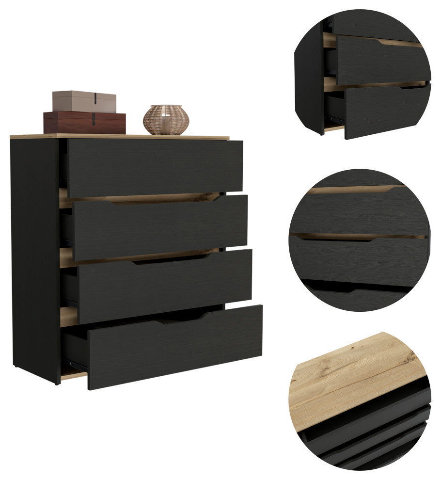 California Style 4-Drawer Dresser, Black
