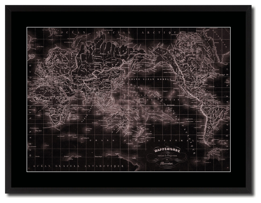 World Vintage Vivid Sepia Map Canvas, 28"x37"