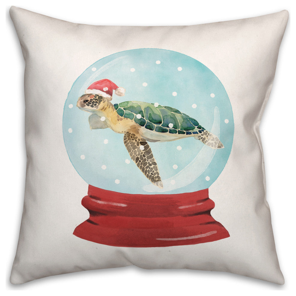 Sea Turtle Snow Globe 18x18 Spun Poly Pillow