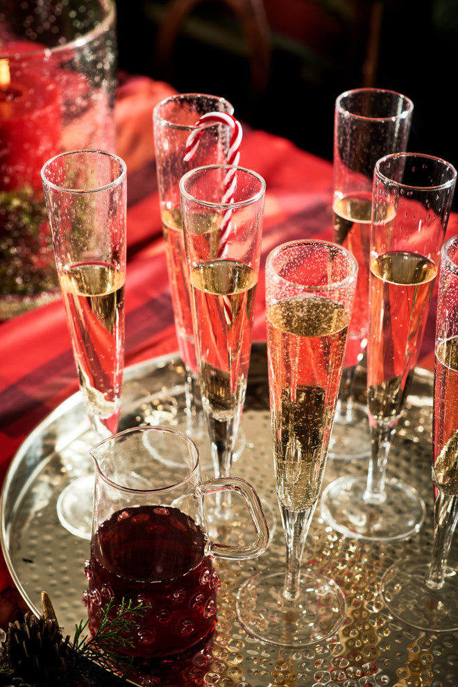 Bubble Glass Champagne Flute, Clear, Set of 4