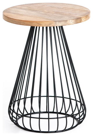 Melody Designer Cage Table, Natural/Black