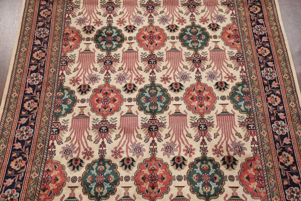 Indian Art&Craft Traditional Oriental Hand-Knotted Area Rug, Beige, 9'11"X8'1"