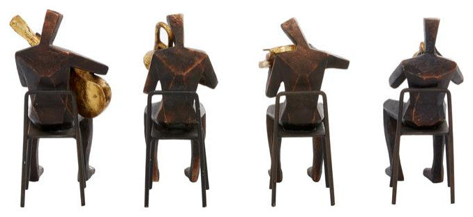 Brown Modern Musician Sculpture, Set of 4
