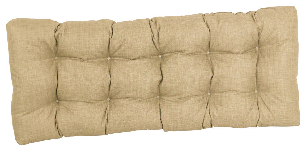 51"x19" Tufted Solid Outdoor Spun Polyester Loveseat Cushion Tan
