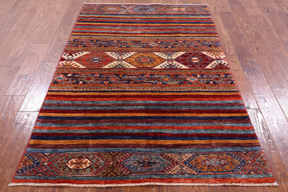 Super Kazak Khorjin Hand Knotted Rug 3' 10" X 5' 11" Q5676