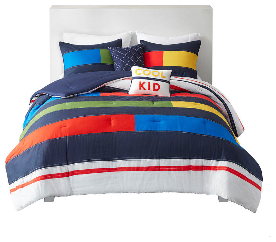Kids Morris Cool Kid Color Block Comforter Set, Twin