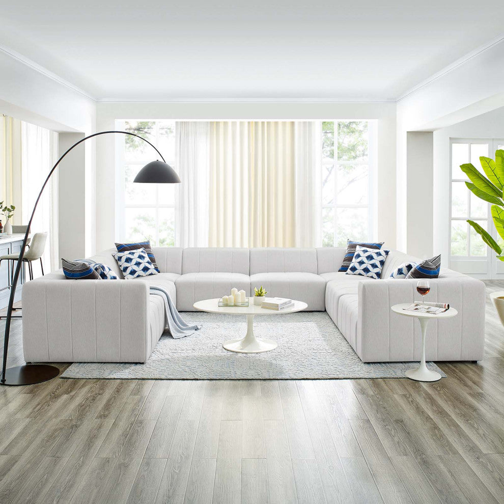 Bartlett Upholstered Fabric 8-Piece Sectional Sofa, Ivory