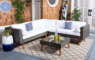 Safavieh Analon Outdoor Sectional, Grey Brown / White