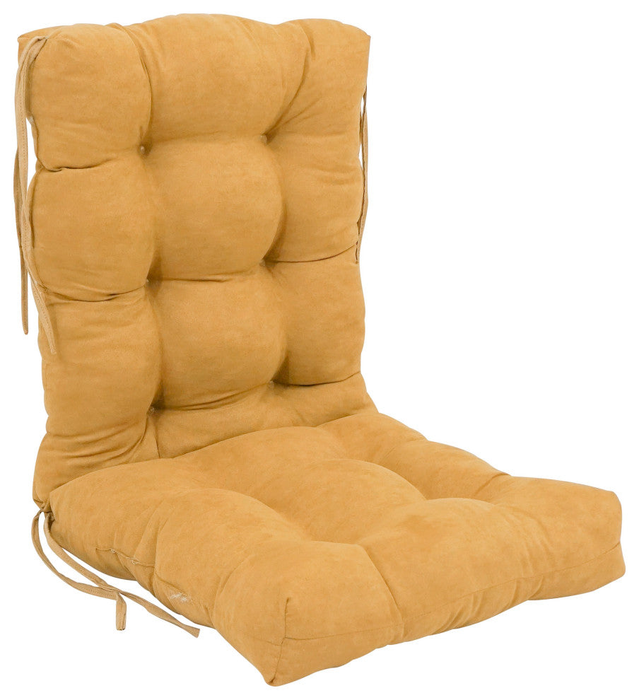 18"x38" Solid Microsuede Tufted Chair Cushion, Lemon