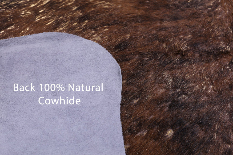 6' 8" X 5' 11" Gold Metallic Cowhide Rug C2171