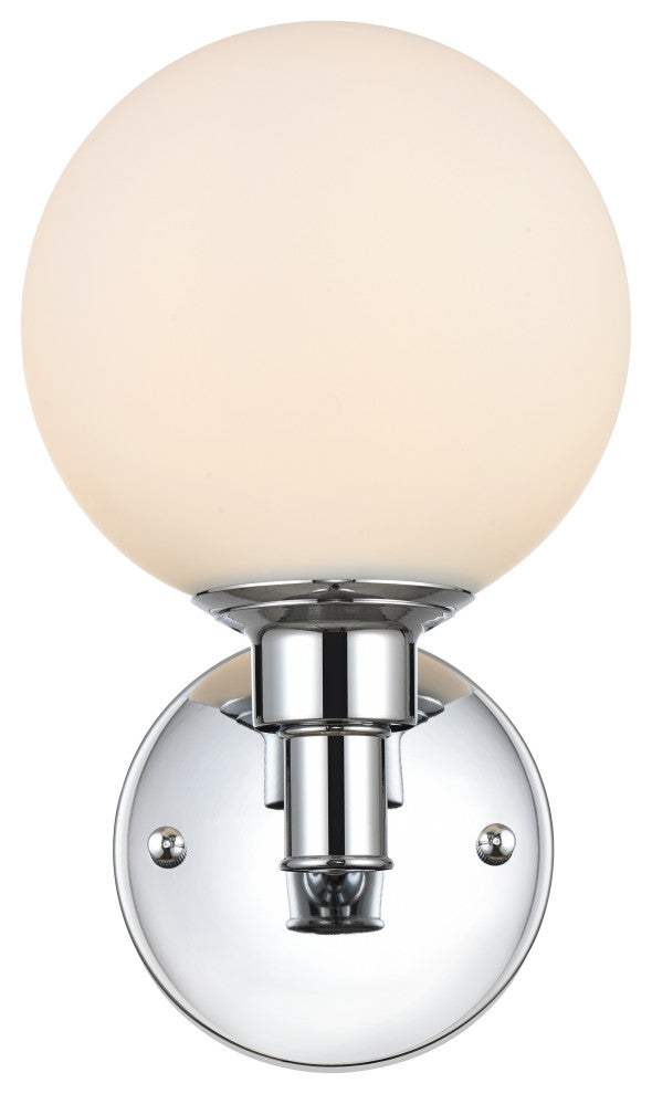 1 Light Chrome And Frosted White Bath Sconce