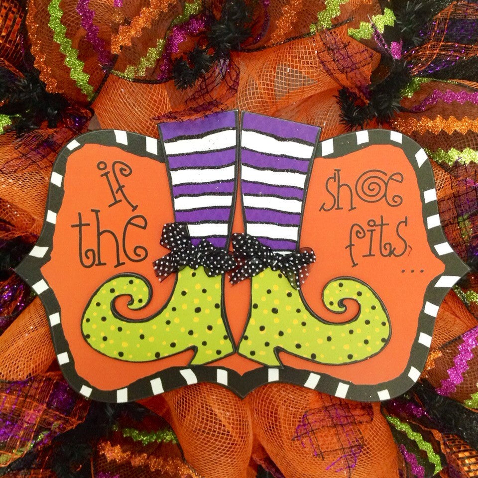 If The Shoe Fits Halloween Wreath Handmade Deco Mesh