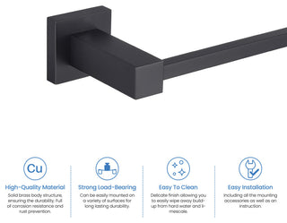 Cube 4-Piece Bathroom Hardware Set, Matte Black