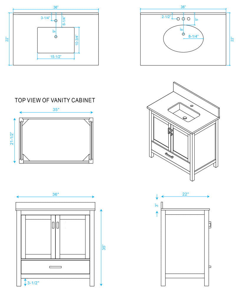 Wyndham WCS141436SGYCMUNSMXX 36" Vanity in Gray + Carrera Marble and Square Sin