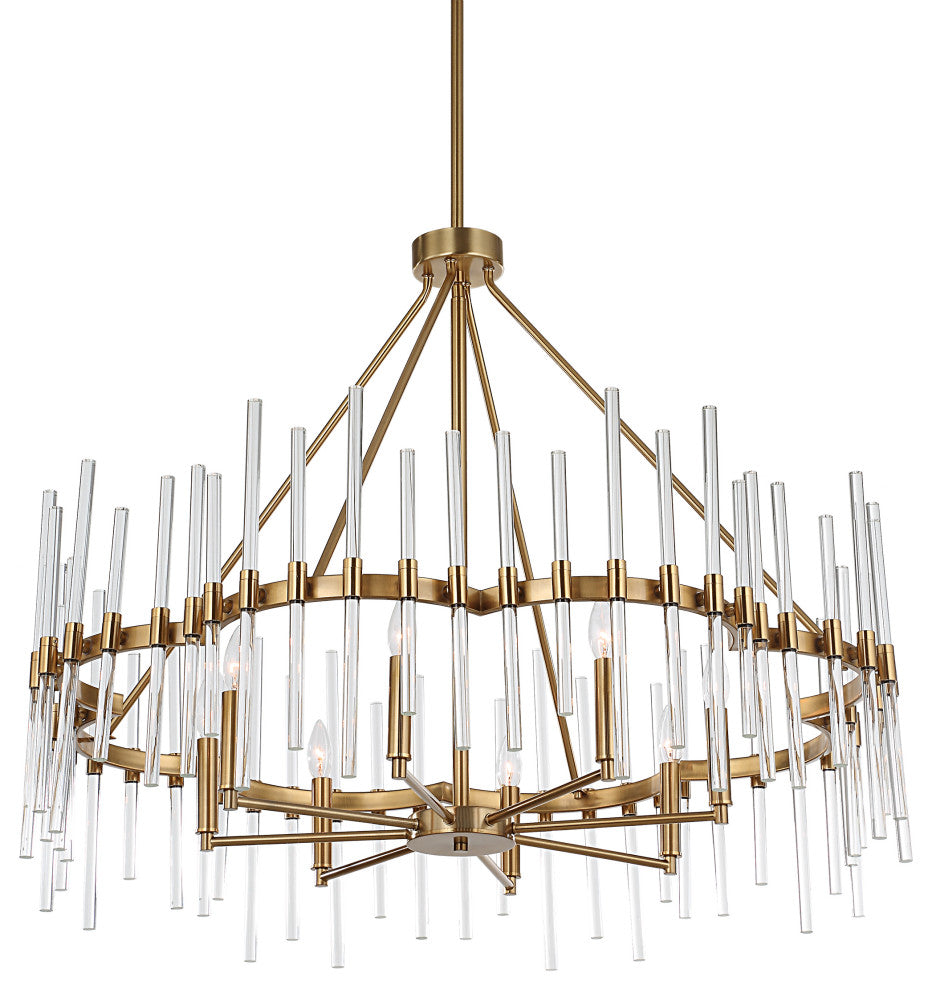 Uttermost Crystal Stick 8 Light Brass Chandelier