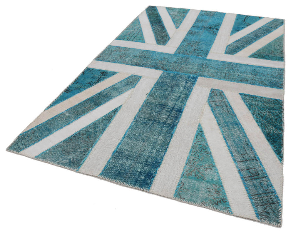 Rug N Carpet - Handwoven Turkish 6' 4'' x 9' 11'' Flag Patchwork Rug