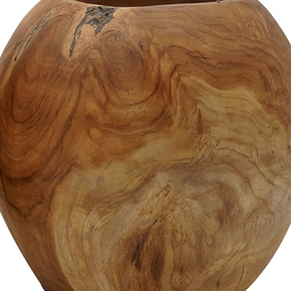 Benzara BM284954 2-Piece Set Teak Wood Table Bowls, Accent Piece, Brown FInish