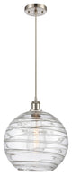 Extra Large Deco Swirl 1-Light Mini Pendant, Brushed Satin Nickel, Clear