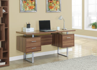 Computer Desk Home Office Laptop Storage Drawers 60"L Work Metal Walnut