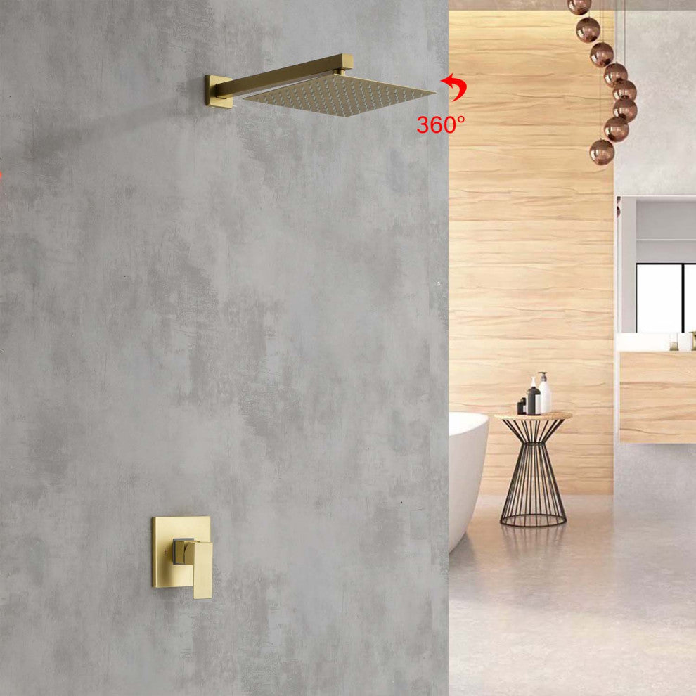 Givingtree Shower System, Bathroom 10 In Rain With Shower Set,Gold