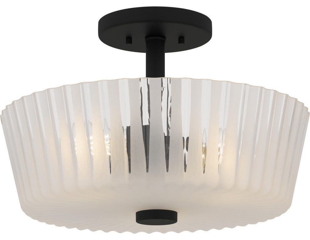 Gray Three Light Semi-Flush Mount in Matte Black