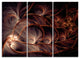 "Glittering Brown Fractal Flower on Black" Metal Wall Art, 3 Panels, 36"x28"