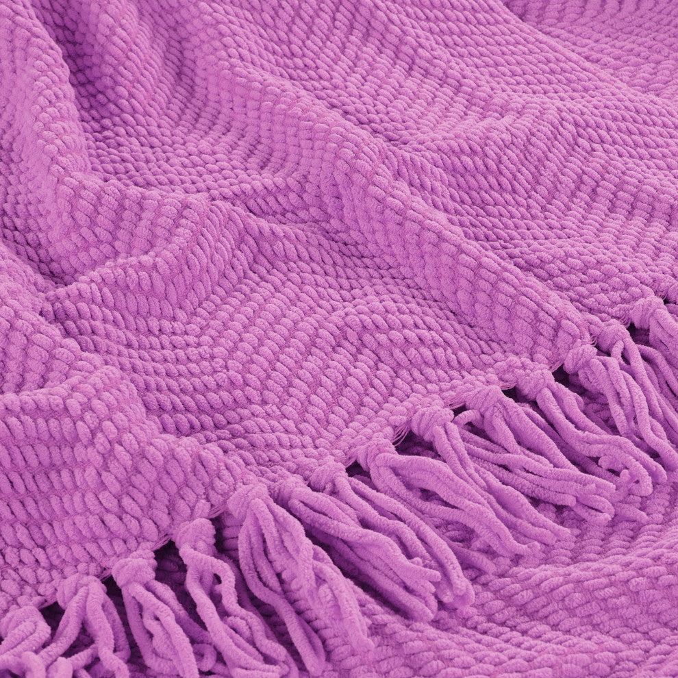 Tweed Knitted Throw Blanket, Violet, 50"x60"
