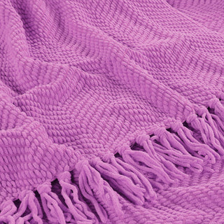 Tweed Knitted Throw Blanket, Violet, 50"x60"