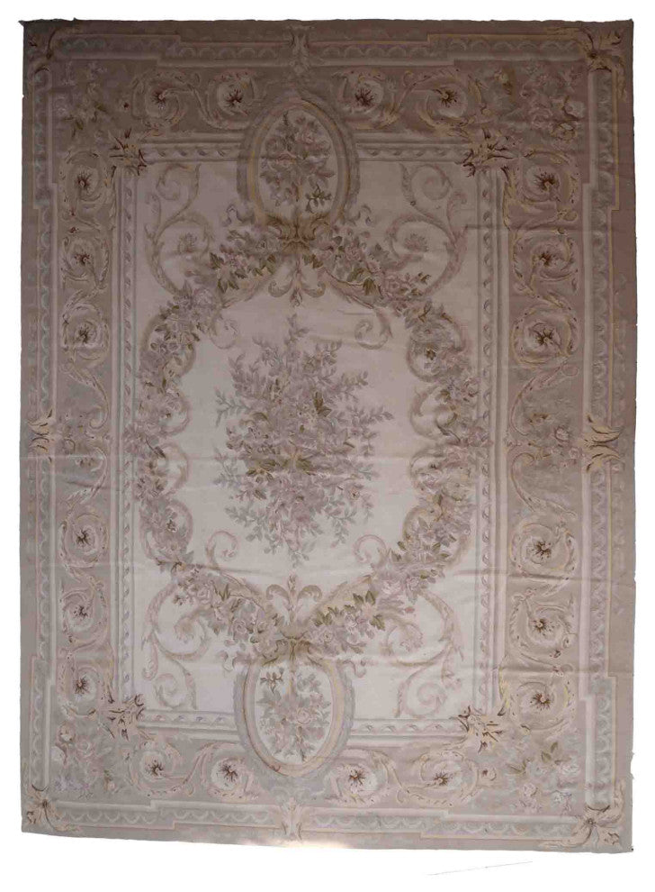 Handmade Vintage French Aubusson Rug 8.7'x12.2', 267cmx373cm 1970s