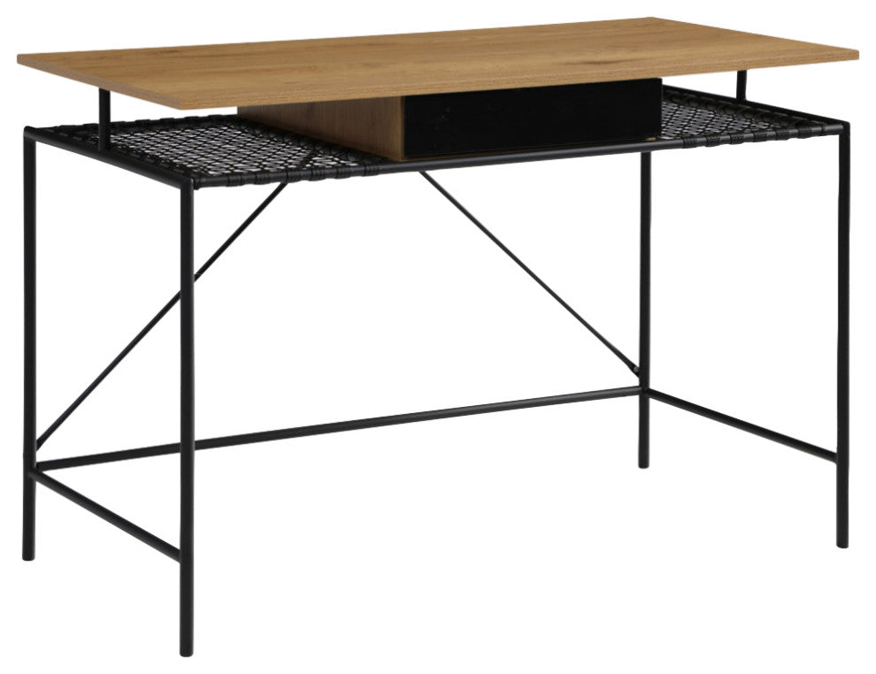 Loft Lyfe Mileena Desk, 1 Storage Drawer, Natural/Black 43.3Lx21.6Wx30H