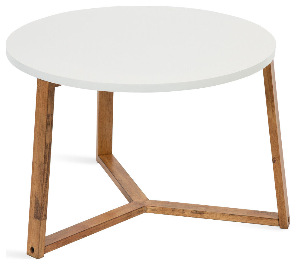 Rioux Wood Coffee Table, White/Natural 26x26x18