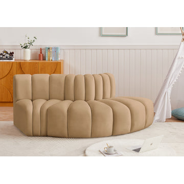 Arc Velvet Upholstered 3-Pc. S-Shaped Modular Sectional, Camel