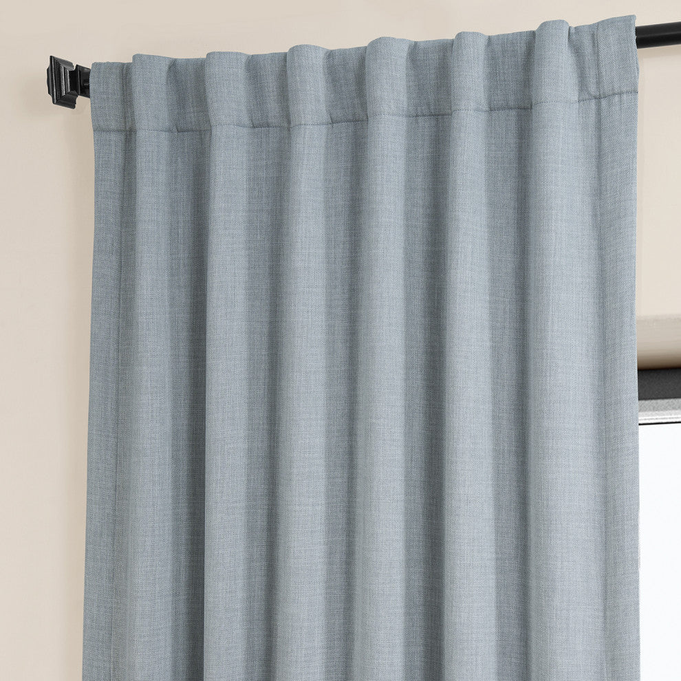 Faux Linen Darkening Curtain Single Panel, Heather Gray, 50"x120"